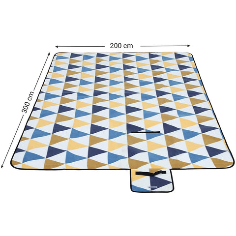 Rootz Picnic Blanket - Beach Blanket - Waterproof Bottom - Foldable - Yellow - Blue - 300 x 200 cm