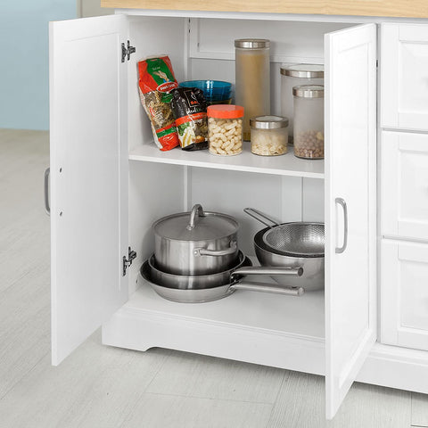 Rootz Extendable Kitchen Island Kitchen - Cabinet Sideboard Kitchen - Storage Trolley with Rubber Wood Worktop