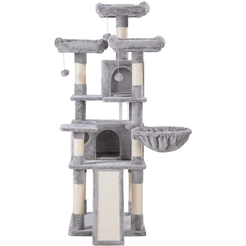 Rootz XL Scratching post for cats - Cat tree - 3 platforms - Gray - 55 x 55 x 172 cm