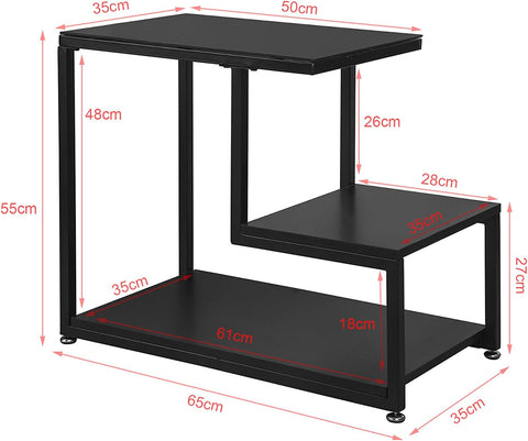 Rootz Side Table - Coffee Table - Living Room Table with Storage Shelf - W65 x D35 x H55cm