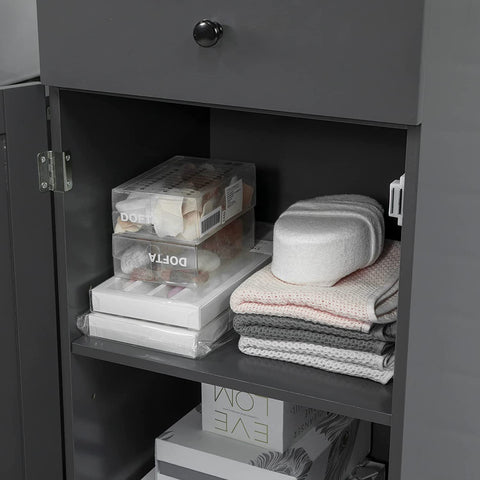 Rootz Tall Bathroom Cabinet - Bathroom Storage Cabinet with 3 Shelves, 1 Drawer, 1 Cabinet