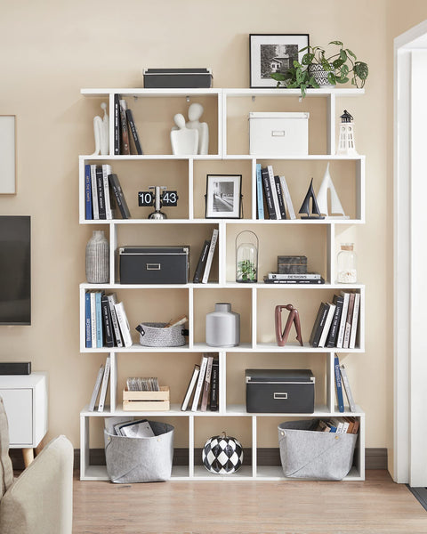 Rootz Bookcase - Shelf with 6 levels - Floor standing shelf - Office shelf - Living room, bedroom and office - White - (24 x 70 x 190.5 cm)