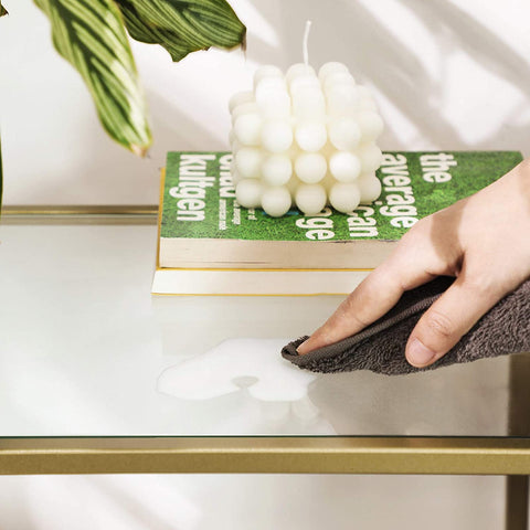 Rootz Console Table - Side Table - 2 Levels - Tempered Glass - Metal Frame - Adjustable Legs - Gold - 100 x 35 x 80 cm