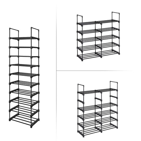 Rootz Storage Rack - 10 Levels - Shoe Cabinet - Shoe Rack - 45 x 30 x 174 cm - Black