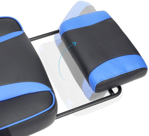 Rootz Office chair - Swivel chair - Leatherette - Footrest - Headrest - Lumbar cushion - Height Adjustable - Ergonomic - Black - Blue - 67 x 66 x (116-126) cm