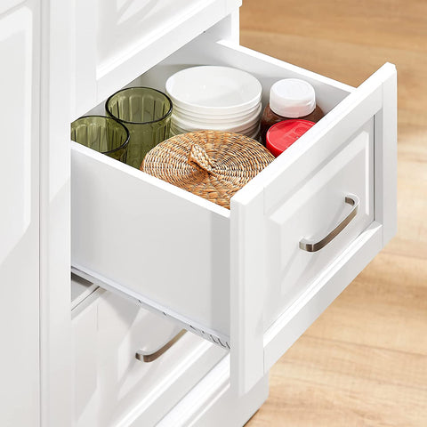 Rootz Extendable Kitchen Island - Cabinet Sideboard Kitchen - Storage Trolley with Stainless Steel Worktop