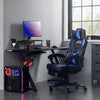 Rootz Office chair - Swivel chair - Leatherette - Footrest - Headrest - Lumbar cushion - Height Adjustable - Ergonomic - Black - Blue - 67 x 66 x (116-126) cm