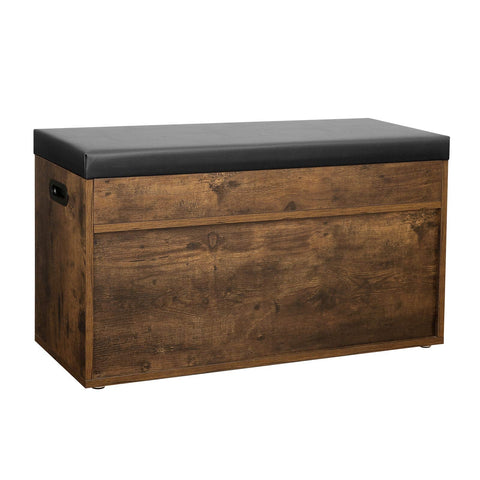 Rootz Shoe Bench - Seat Bench - Padded, 3 Open Compartments, Under Seat Storage - Shoe Storage - Hallway, Living Room, Bedroom - Dark Brown