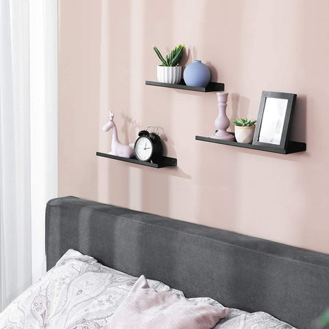 Rootz Wall Shelves - Set Of 3 - Metal - Book Shelves - Black - Floating - Various Sizes