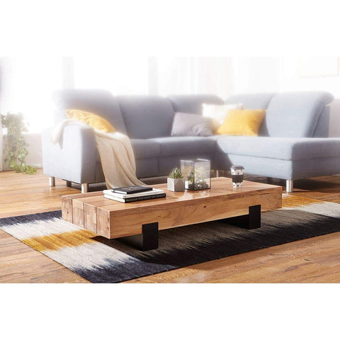 Rootz Coffee Table Wood - Living Room Table - Coffee Tables Brown - Metal Frame - 130 x 25 x 59 cm