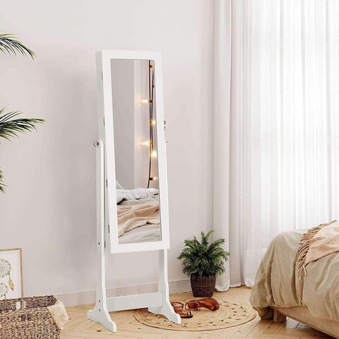 Standing Jewelery Cabinet with Mirror and LED lighting - Lockable - Jewelery storage cabinet with large mirror