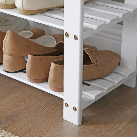Rootz Shoe Bench - Shoe Rack - Bamboo - 2 Shelves - Seat - Gray - Natural - 71 x 29 x 49 cm
