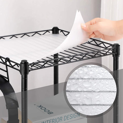 Rootz Bathroom rack - Storage rack - Shelving unit - 4/5 Levels - Steel - Black - Hooks - 30 x 30 x 123.5 cm