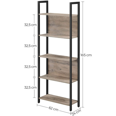 Rootz Kitchen Cabinet - Bookcase Industrial - Cupboards - Ladder Cabinet 5 Layers - 62 x 24 x 165 cm