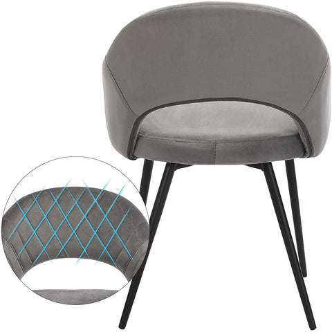 Rootz Dining chair - Kitchen chair - Armrests - Upholstered - Metal - Gray - 57 x 56 x 77 cm