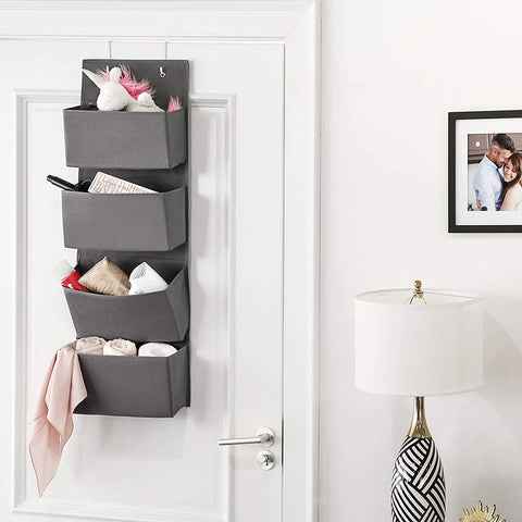 Rootz Door Organizer - Hanging - 4 Compartments - Storage Space - Gray - Plastic - Cardboard - 33.5 x 12 x 100 cm