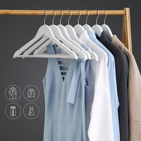 Rootz Clothes Hangers With Shoulder Notches - White - 44.5 x 1.2 x 23 cm