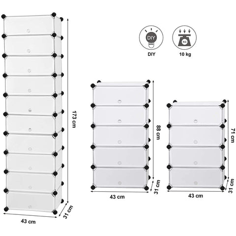 Rootz Shoe cabinet for 20 pairs of shoes - 10 Floors - Shoe rack - 43 x 31 x 173 cm