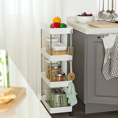 Rootz Kitchen trolley - Bathroom trolley - Kitchen trolley - On wheels - White - 40 x 22 x 86 cm