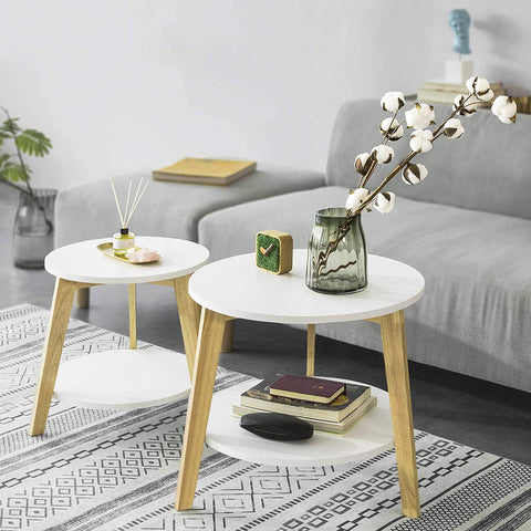 Rootz Set of 2 Side Tables with Storage - Living Room Tables - Coffee Tables Nesting Tables