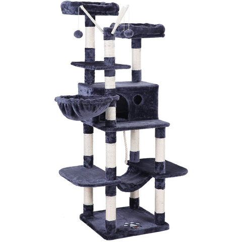Rootz XXL Scratching post for cats - Cat tree - Smoke gray - 50 x 50 x 164 cm