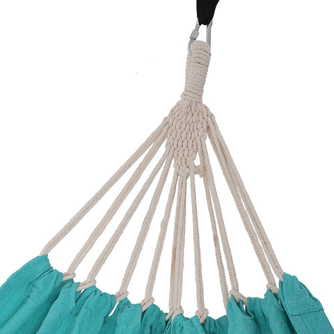 Rootz Hammock - 2 Persons - Outdoor - Transport Bag - Attachment Straps - Carabiner - Light Blue - Cotton - Polyester - Turquoise - 210 x 150 cm