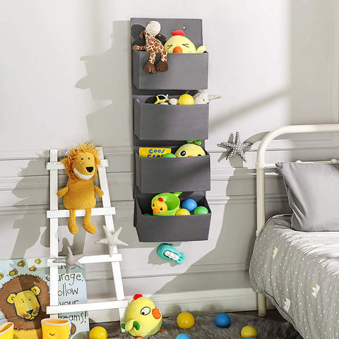 Rootz Door Organizer - Hanging - 4 Compartments - Storage Space - Gray - Plastic - Cardboard - 33.5 x 12 x 100 cm