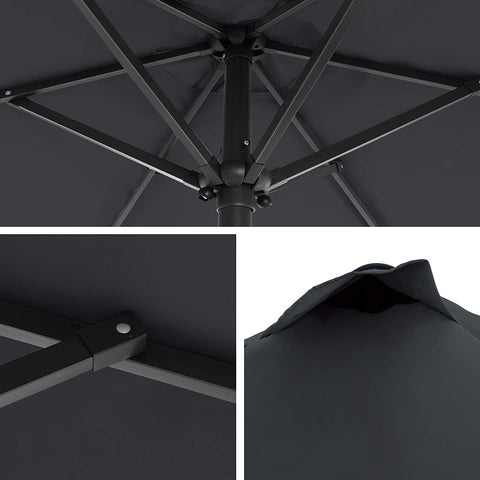 Rootz Parasol - Market Parasol - Garden Parasol - UV Protection - UPF 50+ - Metal - Bendable - Gray - 200 cm