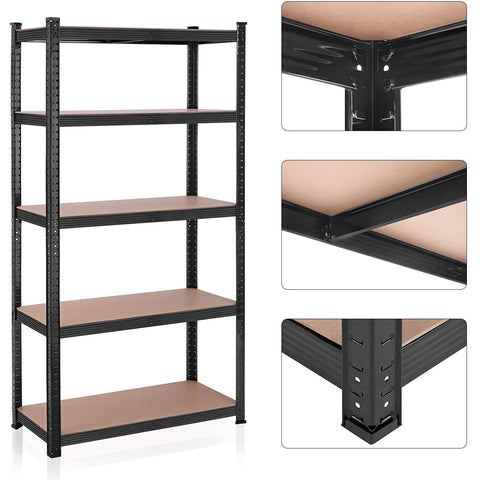 Rootz Shelving Unit - Workshop - Adjustable - Black/Blue - Metal - MDF - 200 x 100 x 50 cm