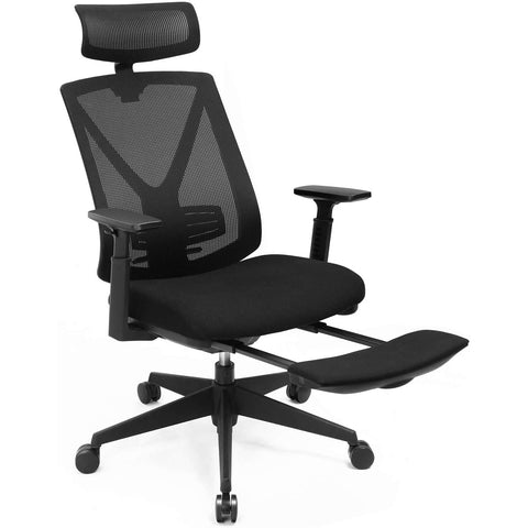 Rootz Office chair - Swivel chair - Headrest - Adjustable height - Rocker function - Lumbar support - Ergonomic - Black - Plastic - Mesh - 68.5 x 70 x (116-133) cm