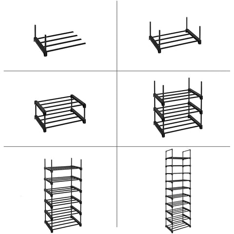 Rootz Storage Rack - 10 Levels - Shoe Cabinet - Shoe Rack - 45 x 30 x 174 cm - Black