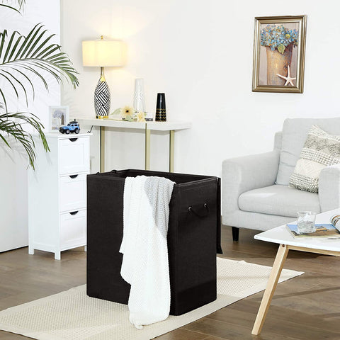 Rootz Black Laundry Basket - Laundry Baskets with Lid - Foldable - 69.25 x 39.4 x 5.6 cm