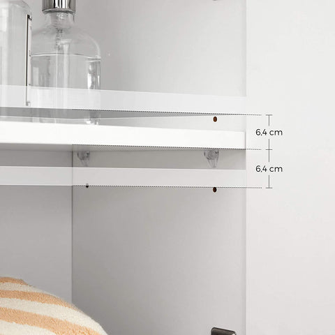Rootz Bathroom cabinet - Storage cabinet - Sideboard - French doors - Drawer - White - MDF - 60 x 30 x 80 cm