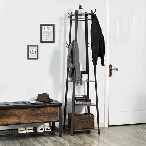 Rootz Coat rack Standing - Coat racks - Industrial - Metal - Wood - Brown / Black - 45 x 45 x 181 cm