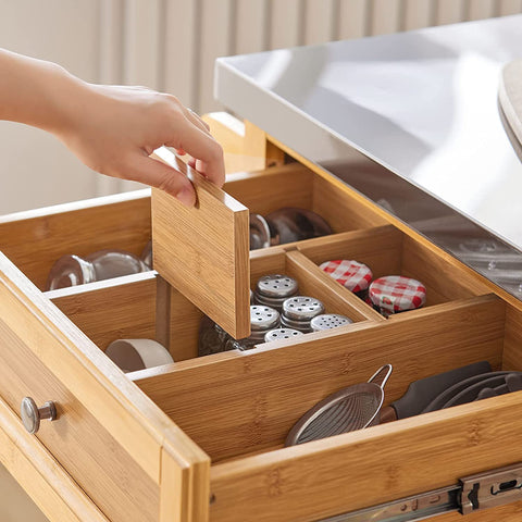 Rootz Kitchen Storage Trolley - Kitchen Island - Kitchen Cabinet - Cupboard - Sideboard with Stainless Steel Top