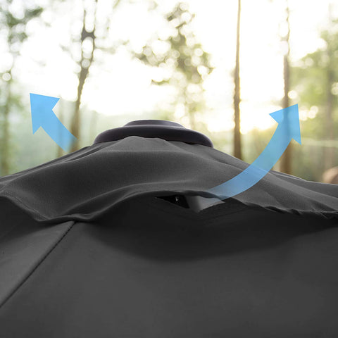 Rootz Parasol - Market Parasol - Garden Parasol - UV Protection - UPF 50+ - Metal - Bendable - Gray - 200 cm