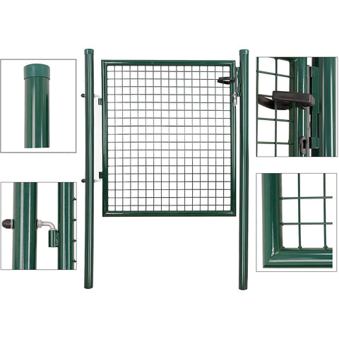 Rootz Garden Gate - Garden Fence - Garden Door - Lock - 3 Keys - Green - Steel - 106 x 150 x 6 cm