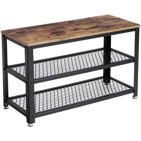 Rootz Shoe Rack - Storage Rack - 3 Layer - Industrial - Rustic Brown - 73 x 30 x 45 cm