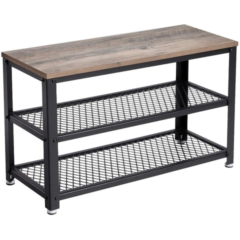Rootz Shoe bench - Shoe rack - Shoe cabinet - Industrial - wood look, gray-black - 73 x 30 x 45