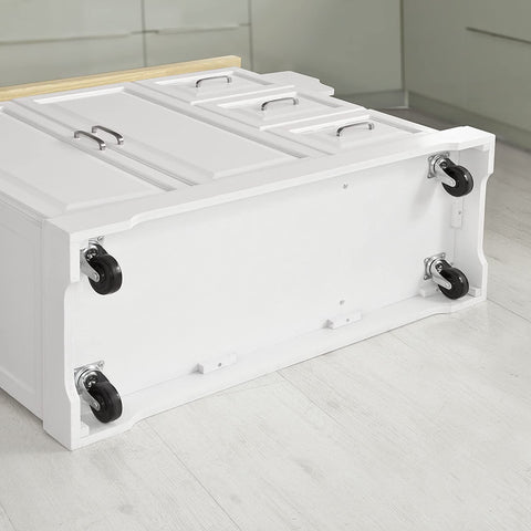 Rootz Extendable Kitchen Island Kitchen - Cabinet Sideboard Kitchen - Storage Trolley with Rubber Wood Worktop