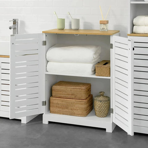 Rootz Bathroom Cabinet - Bathroom Storage Cabinet - Cupboard with 2 Doors, W60 x D30 x H82cm