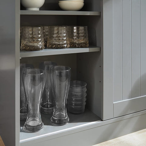 Rootz Kitchen Island - Sideboard with 2 Sliding Doors and Foldable Worktop - Kitchen Dining Room - Sideboard Storage Cabinet - Cupboard