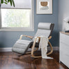 Rootz Rocking Chair - Relax Chair - Armrests - 5-Way Adjustable Footrest - Birch Wood - Gray - Beige - 67 x 115 x 91 cm