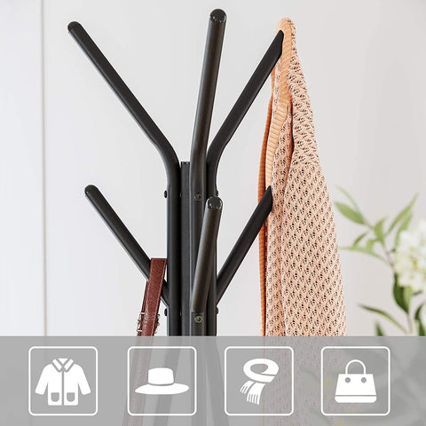 Rootz Coat Rack - Tree Shape - Industrial - 2 Shelves - 5 Hooks - Standing Coat Rack - Brown - Black