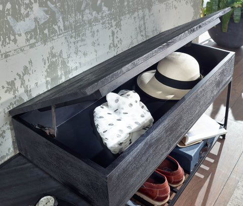 Rootz Bench with Wall Wardrobe - Industrial Design Wardrobe Set for Hallway - Storage Bench with Shoe Rack - Hall Bench with Seat - Mango Wood - Black - 110 cm