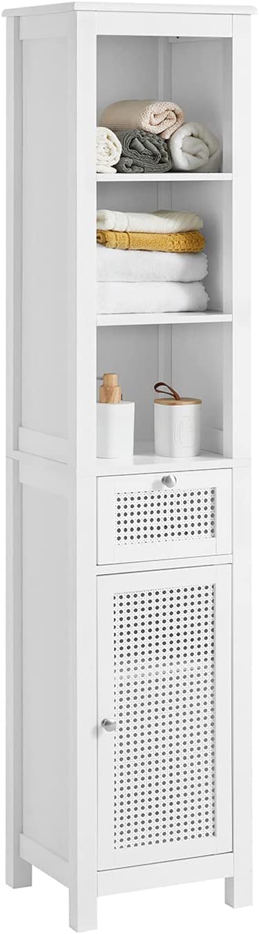 Rootz Bathroom Tall Cabinet - Bathroom Cabinet -Storage Cabinet with 3 Shelves - 1 Drawer - 1 Cabinet