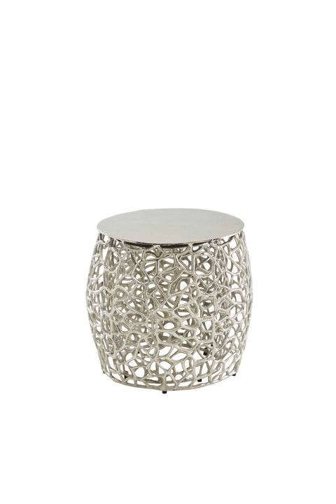 Rootz Side Table Set - 2 Piece Nesting Tables - Modern Design with Branch Structure - Living Room Coffee Table - Aluminum Silver