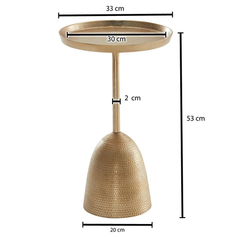 Rootz Side Table - Aluminum - Round Metal Coffee Table - Modern Living Room Accent - Gold - 33x33x53 cm