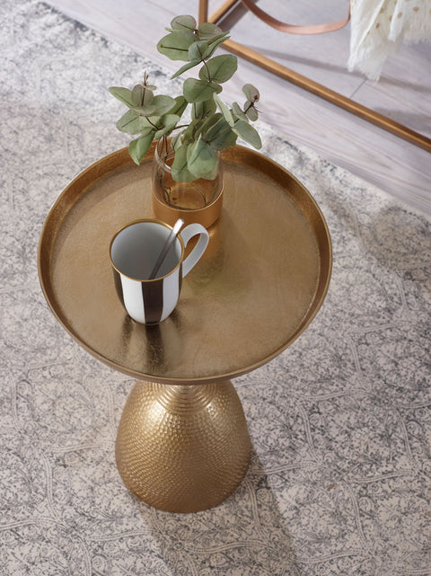 Rootz Side Table - Aluminum - Round Metal Coffee Table - Modern Living Room Accent - Gold - 33x33x53 cm