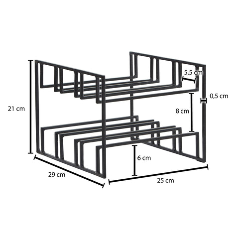 Rootz Wine Bottle Holder - Black Metal - Holds 6 Bottles - Modern Iron Wine Rack - 29x21x25 cm